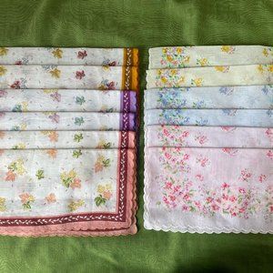 Vintage NEW Jean d'orly Paris Signed Handkerchiefs 100% Cotton Qty 12